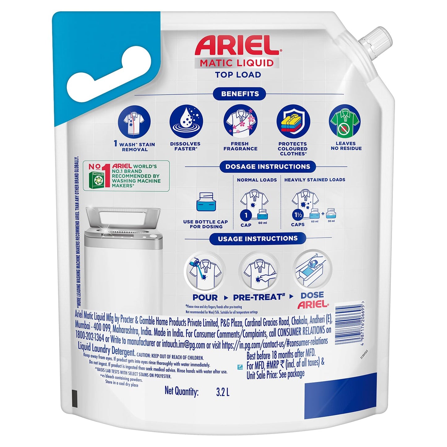 Ariel Top Load Matic Liquid Detergent 3.2 Ltr