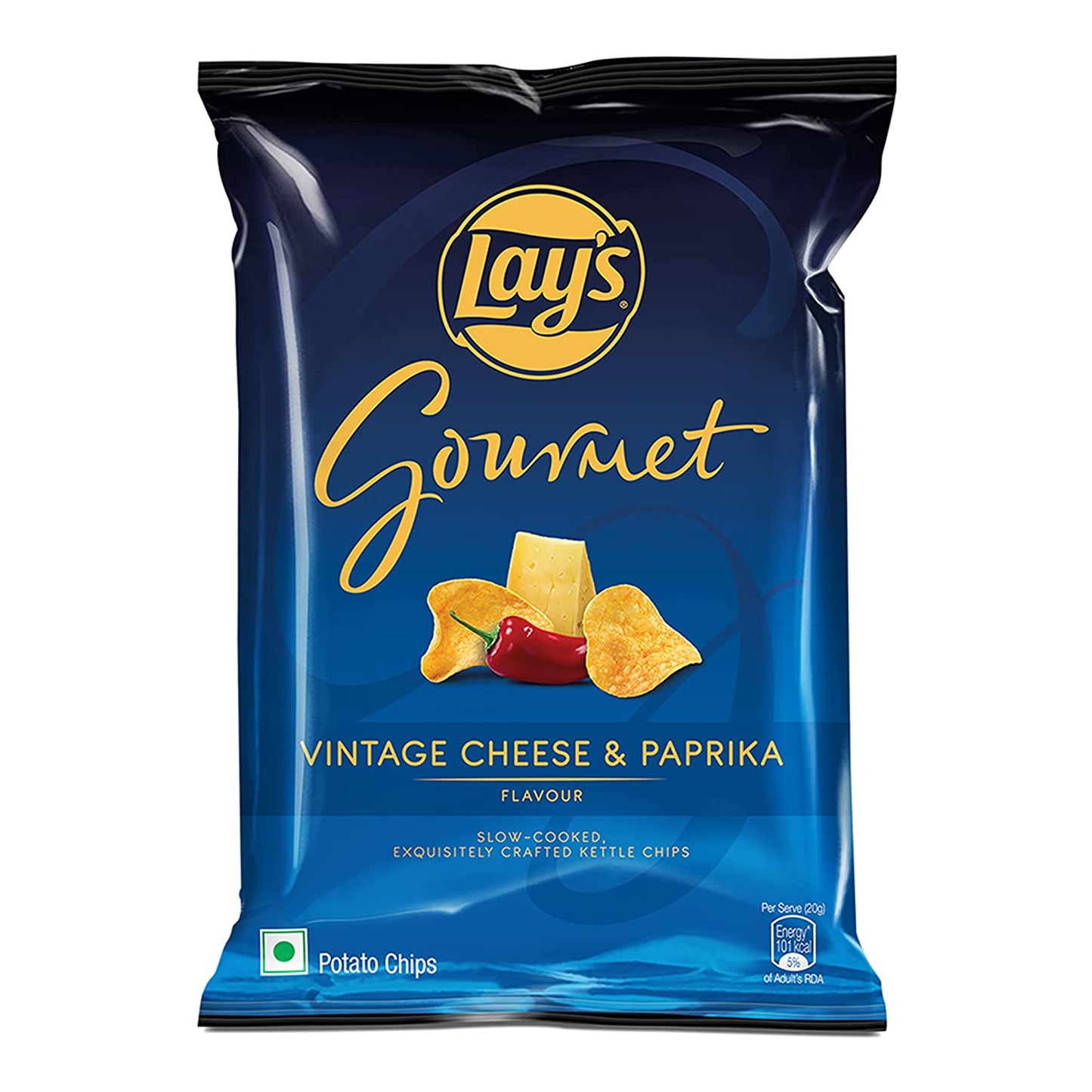 25x Lays Gourmet Kettle Chips - Vintage Cheese & Paprika flavour, Pack of 25 - 55g each