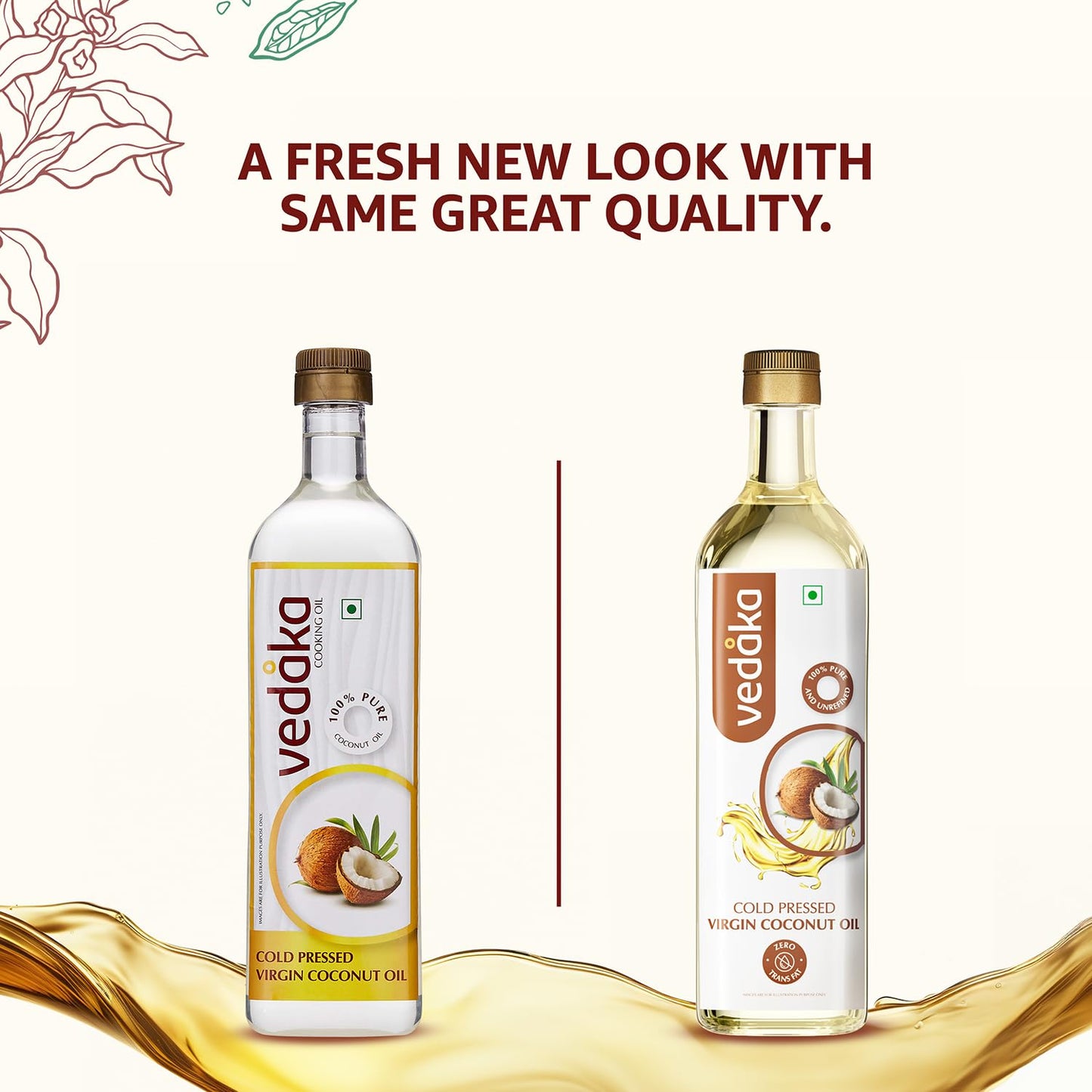 Amazon Brand - Vedaka Cold Pressed Virgin Coconut Oil 1 L Bottle | 100% Pure | Effective with Good Smell