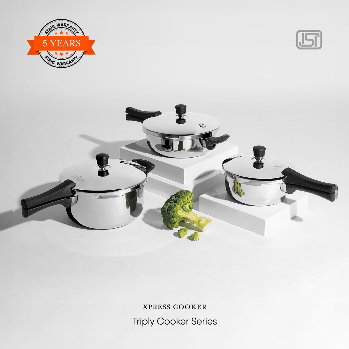 Stahl Xpress Cooker Triply Pressure Cooker Baby, Induction Cooker, Outer Lid Pressure Cooker 1 Liters, Induction & Gas Stove Compatible, 5 Years Warranty,Stainless steel,Silver