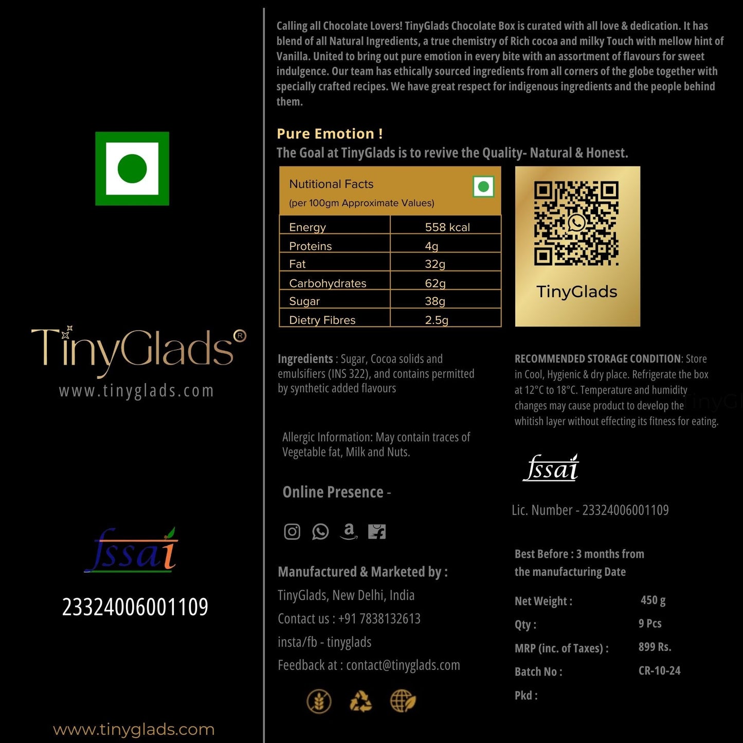 TinyGlads Dark Premium Chocolate Coated Almonds Jar- 250 Grams