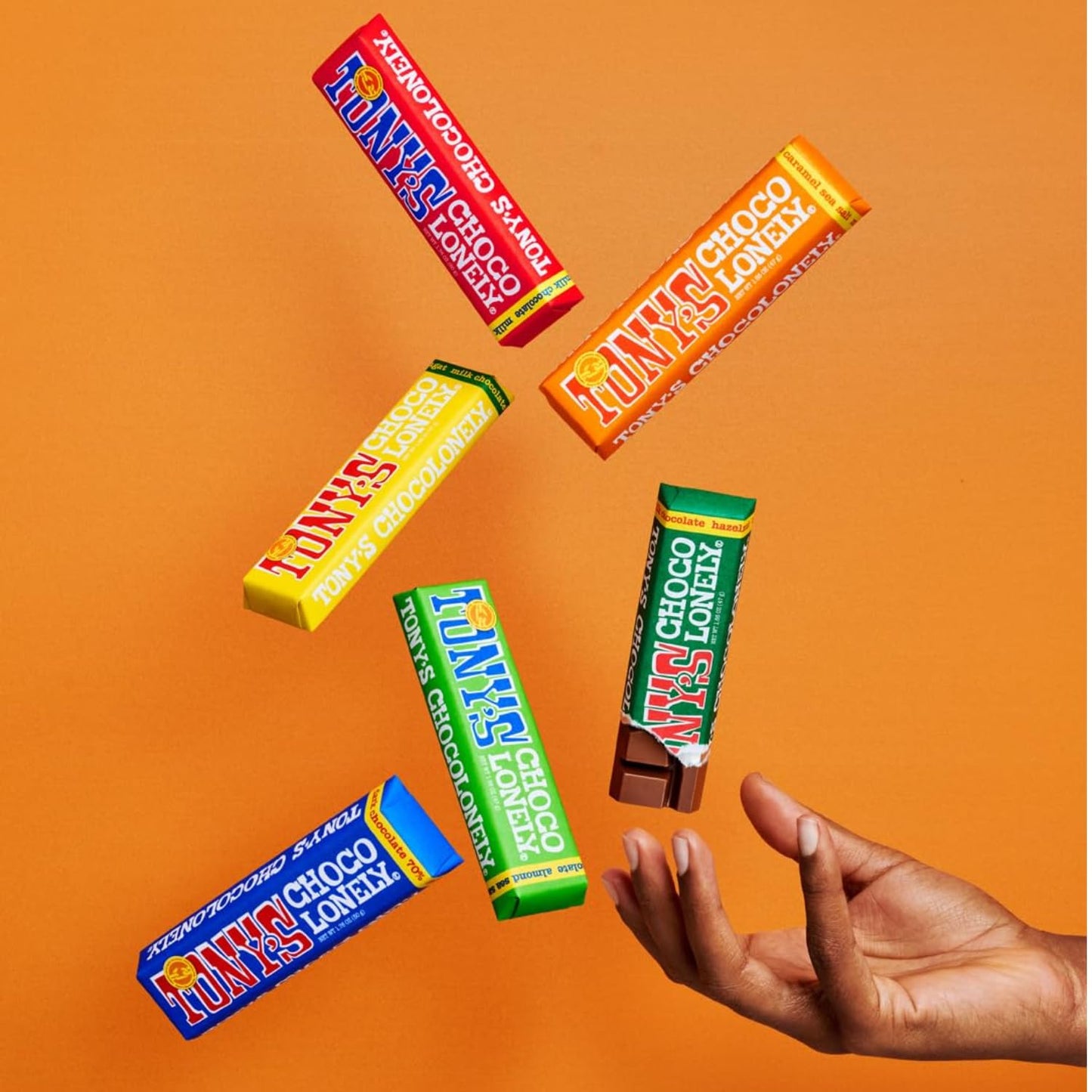 Tony's Milk Chocolate Milk Caramel Sea Salt, Sea Salt Dark Almond, Milk Chocolate, Almond Honey Nougat Pieces, Chocolate Bar, Combo 4x47g (Imported UK)