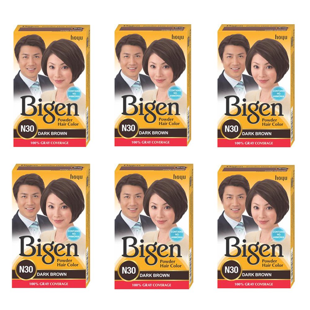 Bigen Powder Hair Color, Dark Brown N30 - Pack of 6 (Combo Set)