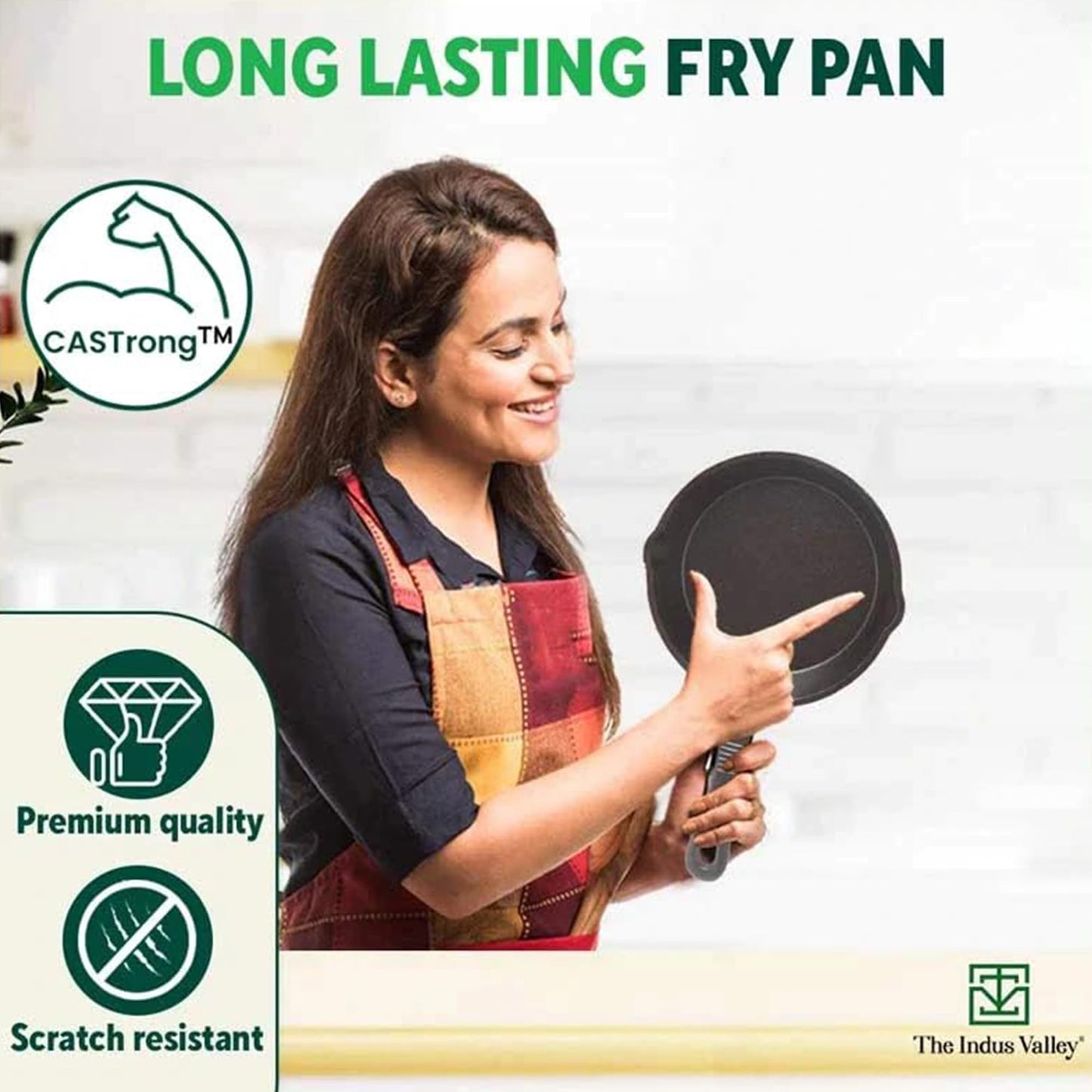The Indus Valley Preseasoned Cast Iron Fry Pan/Skillet With Long Handle|Very Small, 15.2Cm/6Inch, 0.42Ltr, 1.1Kg|Induction Friendly|Nonstick Fry Pan,100% Pure & Toxin Free, No Chemical Coating, Black