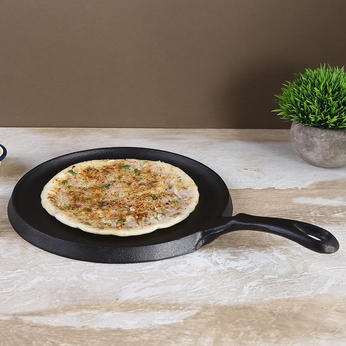Wonderchef Forza Cast-Iron 25 cm Dosa Tawa Pan | Pre-Seasoned Cookware | Induction Friendly | 3.8 mm| with Lifetime Exchange Warranty