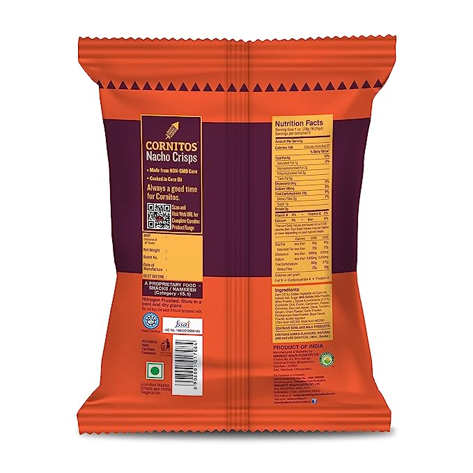 50x Cornitos Nacho Crisps, Tikka Masala, Pack of 50 - 55g each