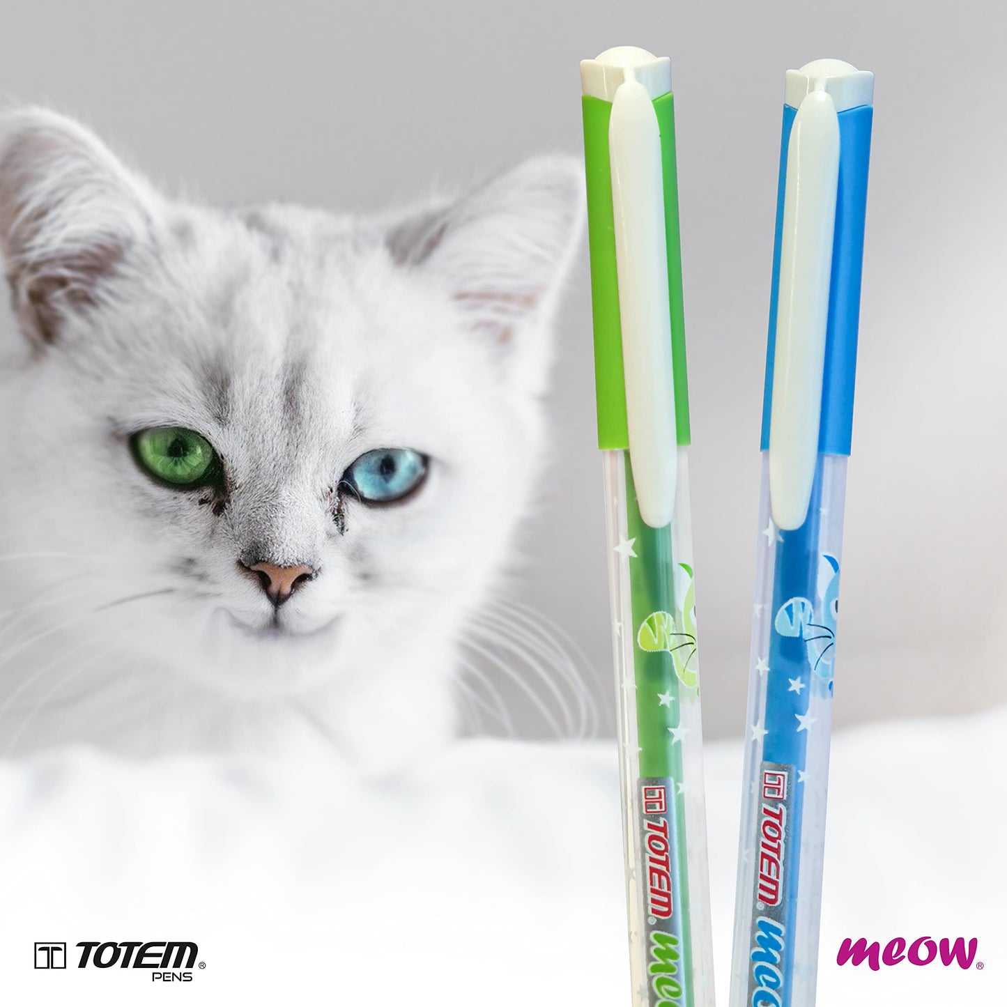 Totem Win Pens Meow Pens Pack of 100 Pens - 60 Blue & 40 Black