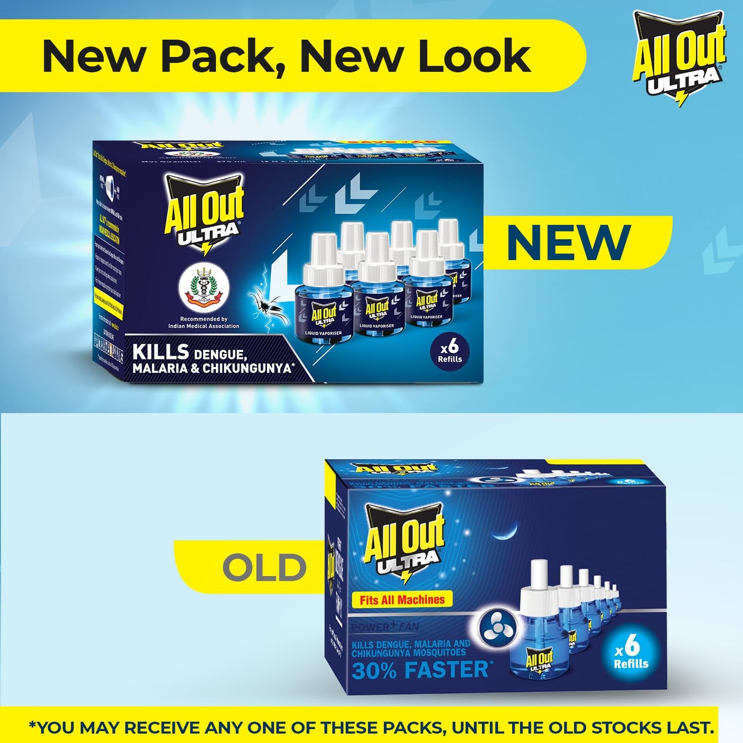 All Out Ultra Liquid Vaporizer, 6 Refills (45ml each) | Kills Dengue, Malaria & Chikungunya Spreading Mosquitoes| India's Only Mosquito Killer Brand Recommended by Indian Medical Association