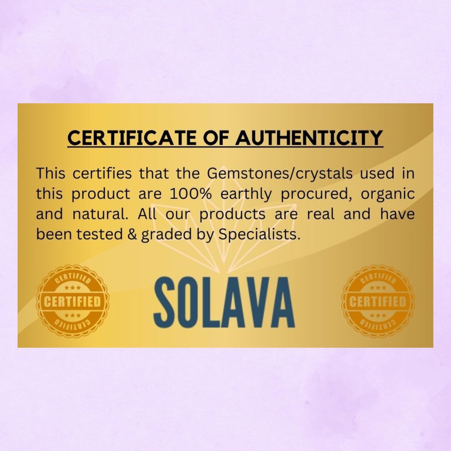 SOLAVA Natural Amethyst Crystal Stone Original Certified - Raw Healing Crystals, Purple Rough Stone For Anxiety, Stress, Good Luck, Peace, Manifestation, Meditation, And Reiki Healing - 2+ Pieces