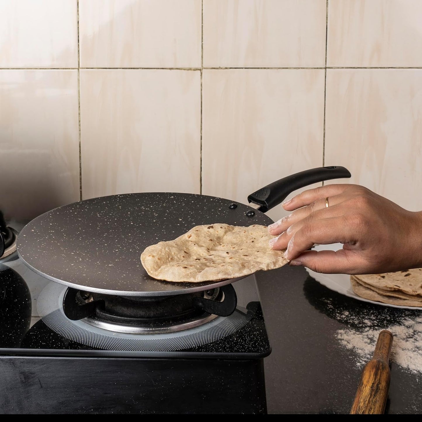 Senora Hammerton Coated Nonstick Concave Tawa 280 MM I PFOA Free I Induction Bottom I 100% Pure & Toxin-Free I Food Grade Surface I Gas Stove Compatible