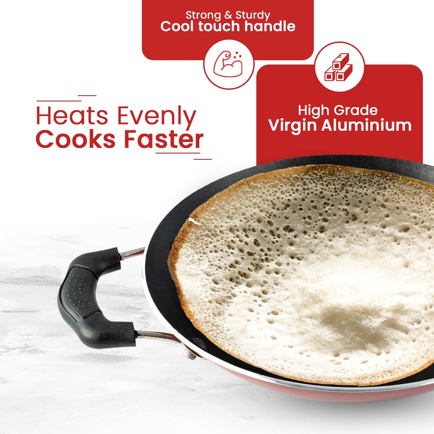 Blueberry's Appam Pan with Lid - High Grade Non Stick Coating Appam Maker/Appam Chatty/Appachatti with 6 Months Warranty