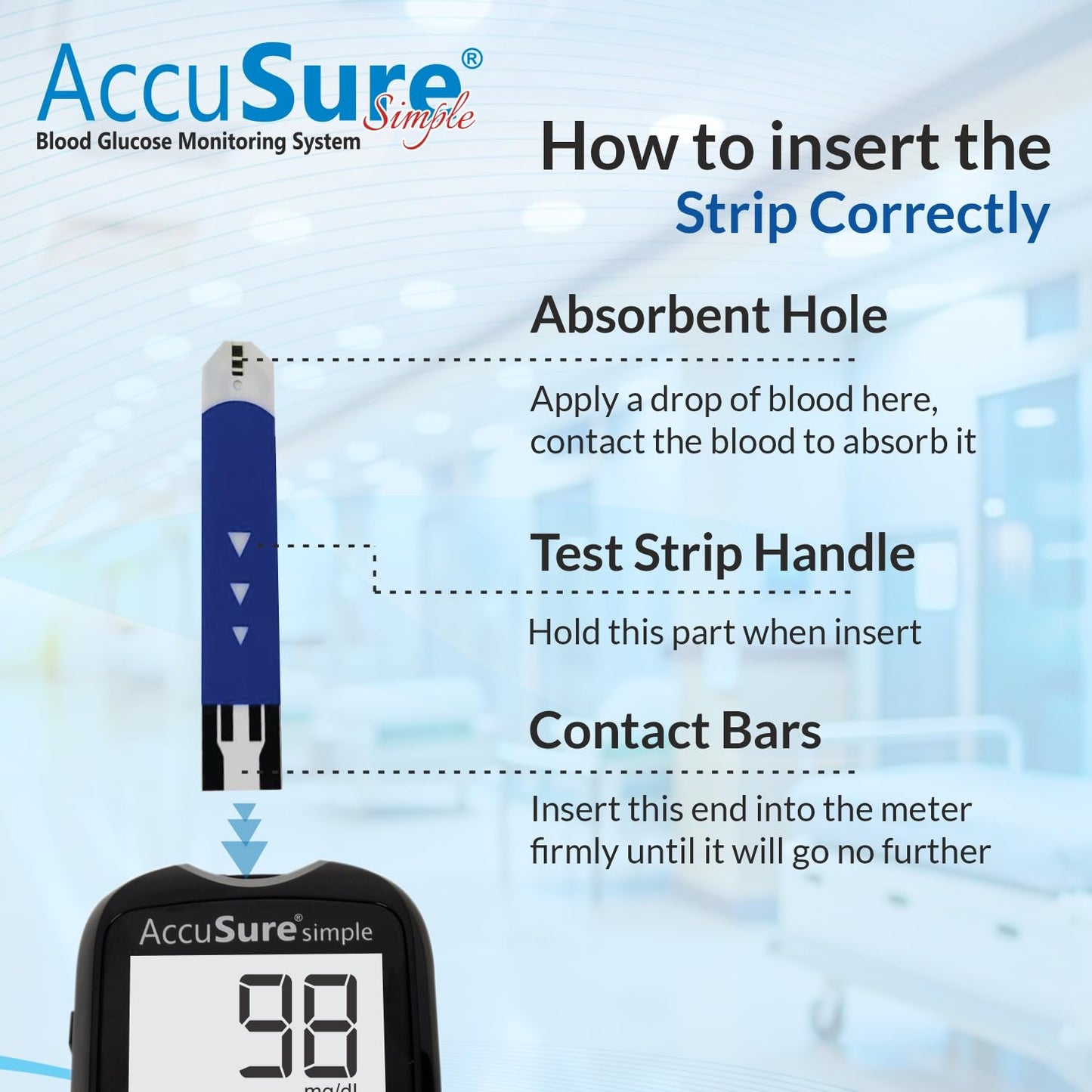 AccuSure Instant Digital Simple Glucometer Kit |with 25 Strips,10 Lancet,1 Lancing device for Accurate Blood Glucose Sugar Testing Machine