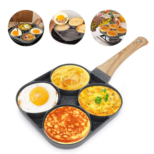 SILENCIO Egg Frying Pan Nonstick Pancake Pans 4-Cups cookware Pancake, Omelette Pan, Idli Non stic plat Harmless with Handle for Electric Stove for Kitchen for Induction Cooker
