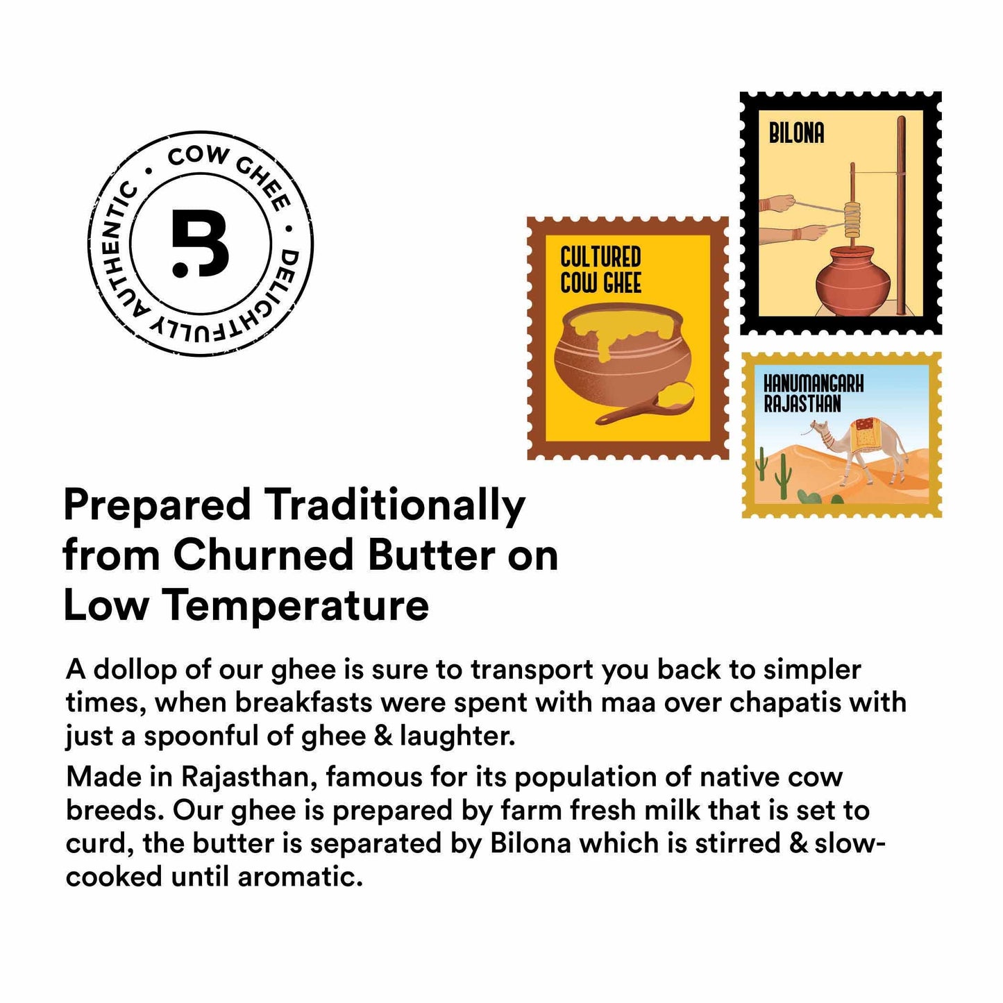 Barosi Premium Cultured Desi Cow Ghee 500 ml | Vedic Bilona Method | Churned from Curd | Pure & Natural | Farm Made in Small Batches | Glass Jar Packing