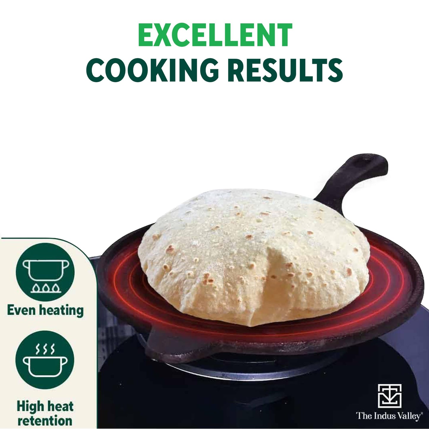 The Indus Valley Super Smooth Cast Iron Cookware Set | Tawa (26.2 Cm) + Kadai (26.1 Cm) + Fry Pan (24.8 Cm) | Pack Of 3 | Pre-Seasoned Cookware, 100% Pure & Toxin-Free, No Chemical Coating, Black