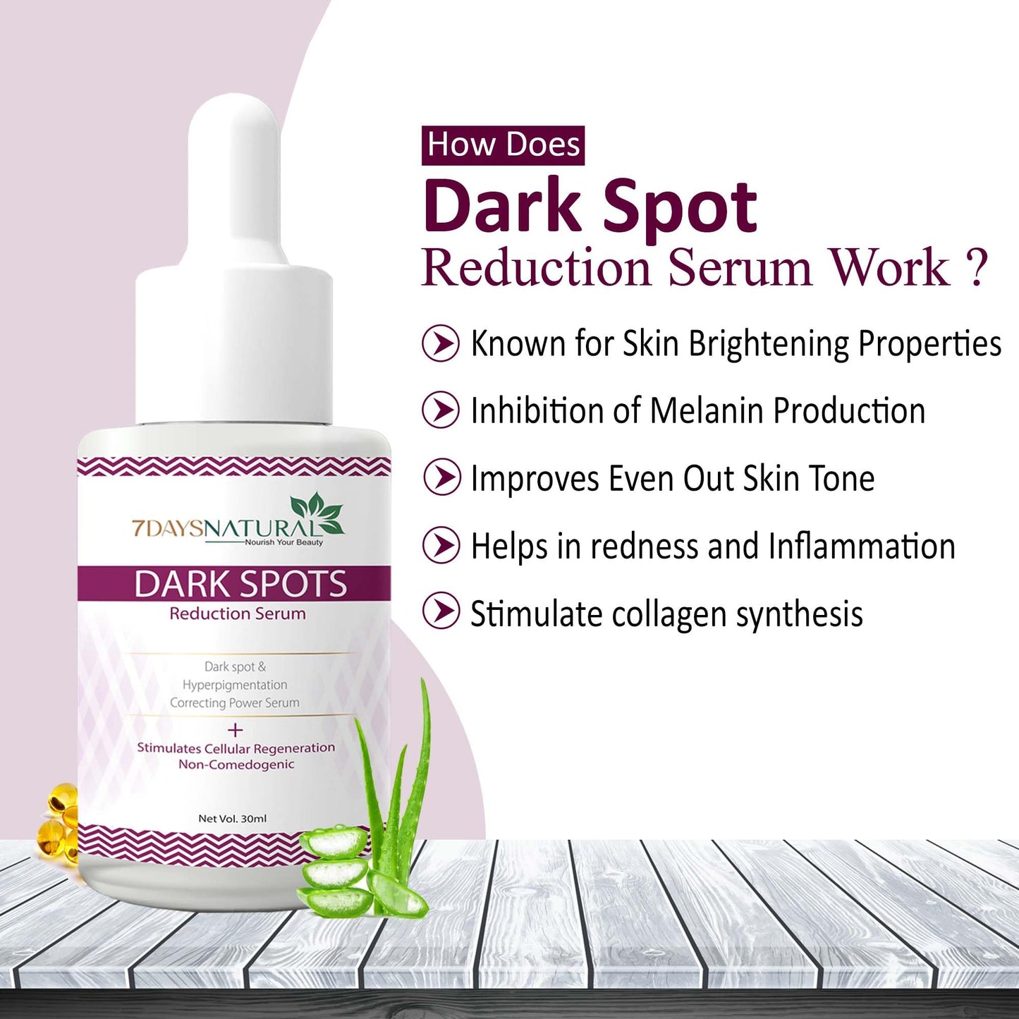 7 DAYS Dark Spots Serum for Men & Women | Daily Face Serum for Glowing Skin, Oily Skin & Dark Spots(30 Ml)