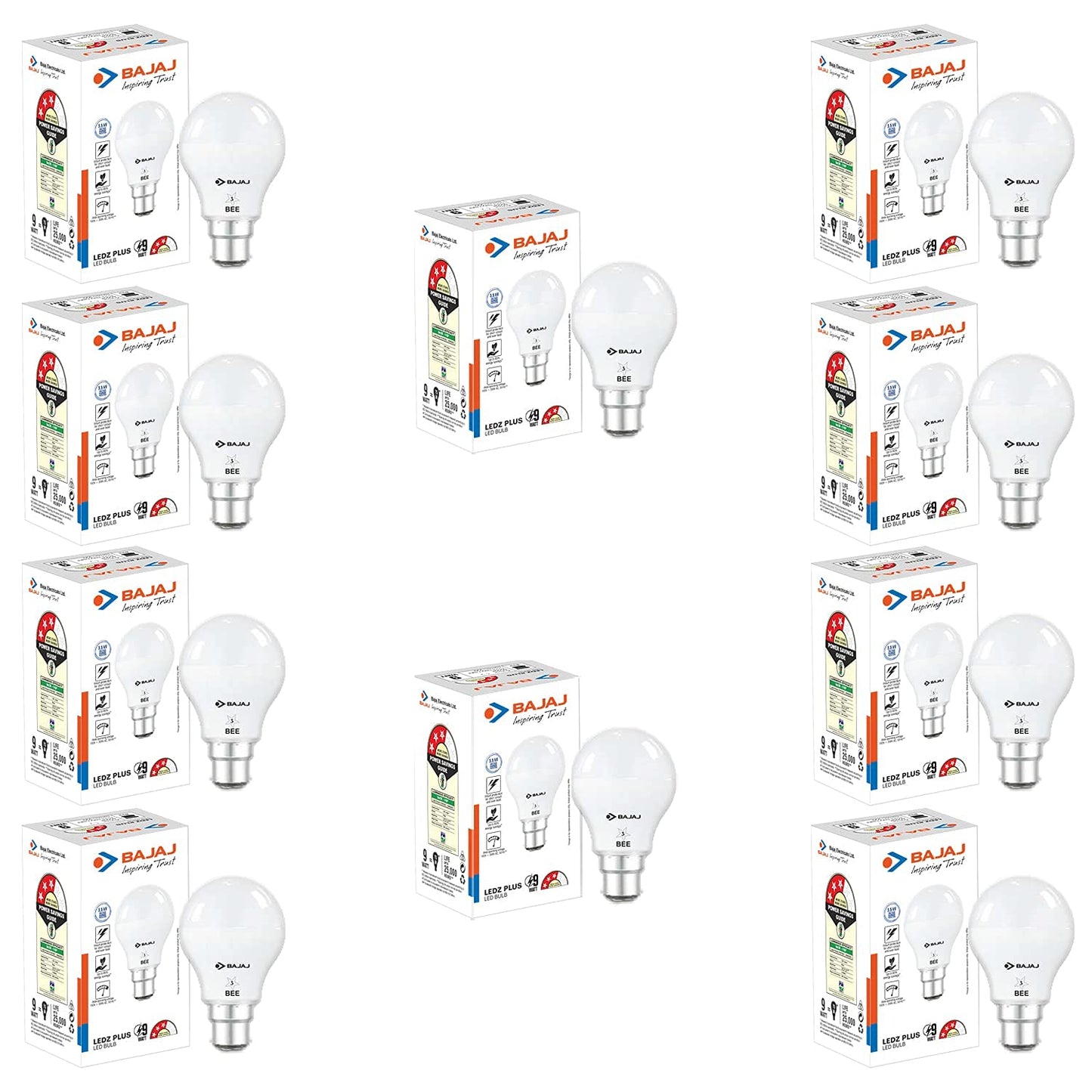 Bajaj Ivora Hb Led Lamp 9W Cdl Cool Daylight | Energy Efficient | Environment Friendly | Ir, Uv Free | 3.5 Kv Surge Protection | Led B22 Bulb For Home | (Pack Of 10) | 1 Yr Warranty