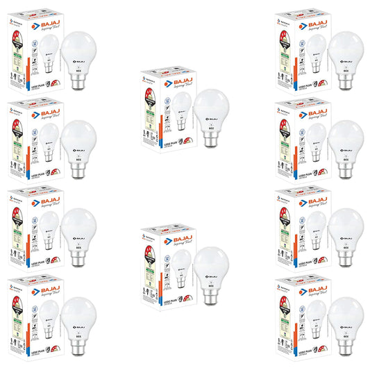 Bajaj Ivora Hb Led Lamp 9W Cdl Cool Daylight | Energy Efficient | Environment Friendly | Ir, Uv Free | 3.5 Kv Surge Protection | Led B22 Bulb For Home | (Pack Of 10) | 1 Yr Warranty