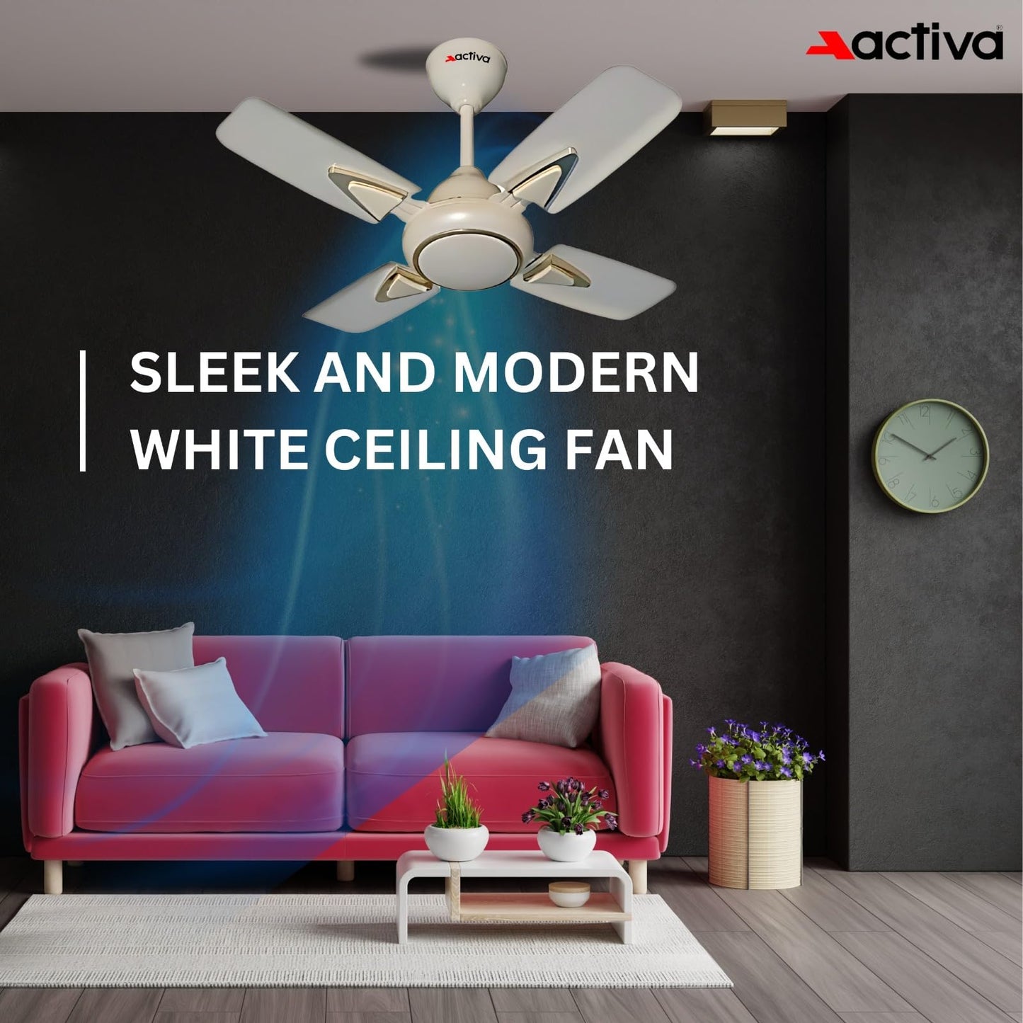 ACTIVA 600MM HIGH Speed 850 RPM Galaxy-1 4 Blades Deco Ceiling Fan (Ivory) 2 Year Warranty