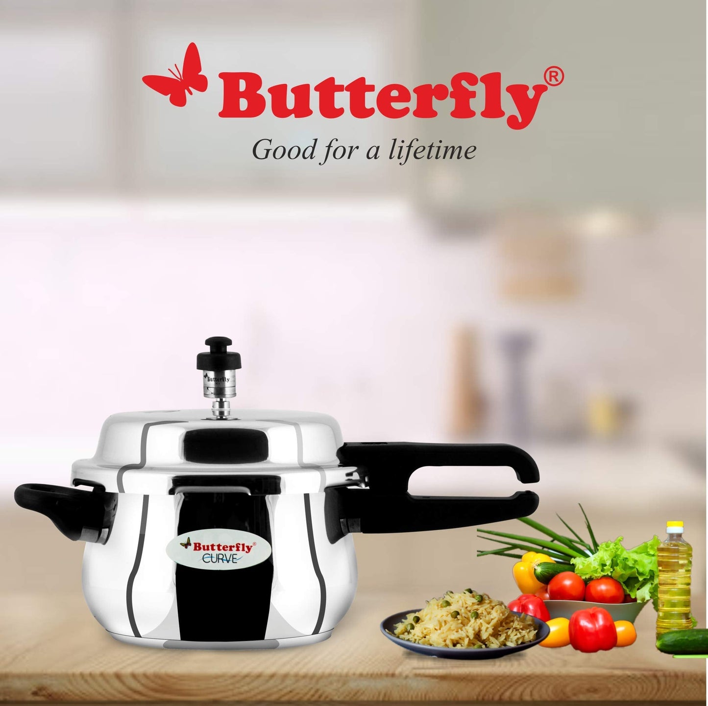 Butterfly Curve Stainless Steel Pressure Cooker, 3 Litre