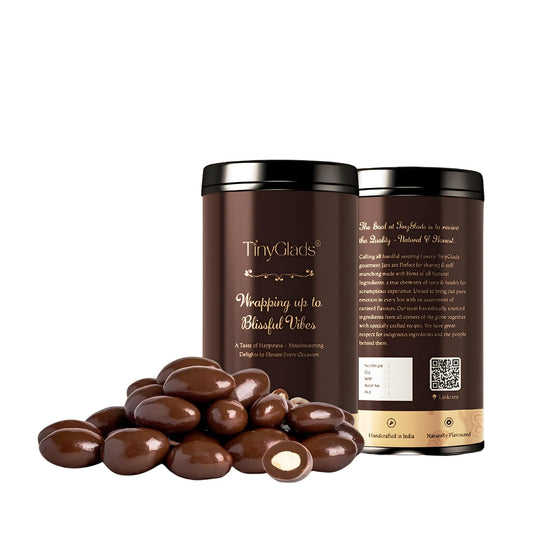 TinyGlads Dark Premium Chocolate Coated Almonds Jar- 250 Grams