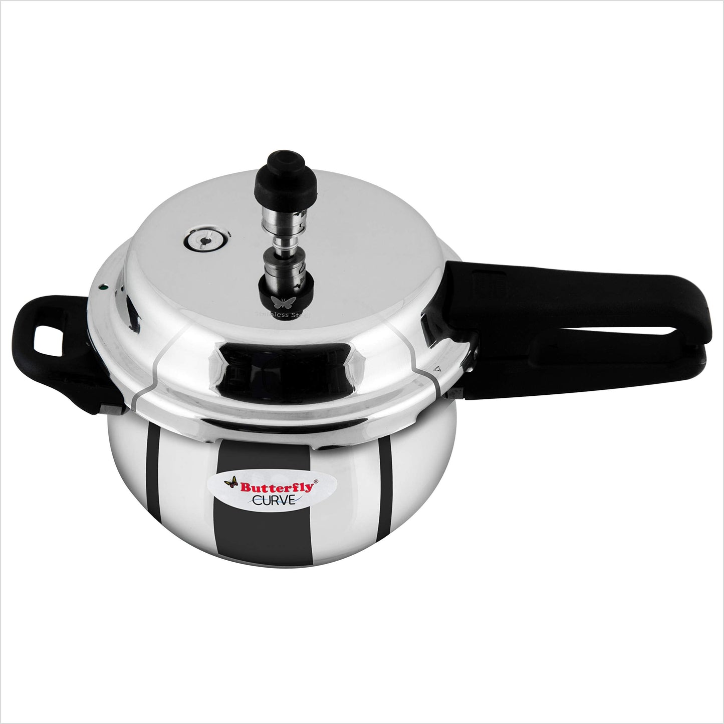 Butterfly Curve 3 Litres Pressure Cooker | Outer Lid Quality Stainless Steel | Induction and Gas Stove Compatible | ISI Certified | 5 Years Manufacturer's Warranty | Silver