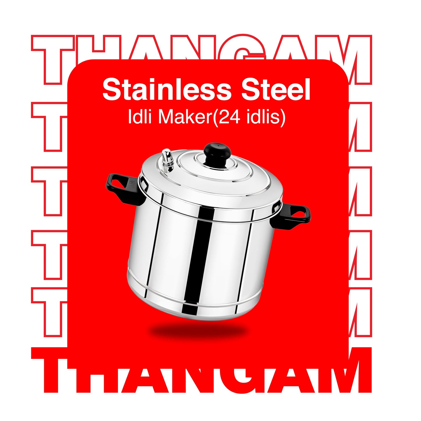 Thangam Stainless Steel Idli Maker Non Stick Idly Cooker/Steamer, Silver (Silver(6 Plates))