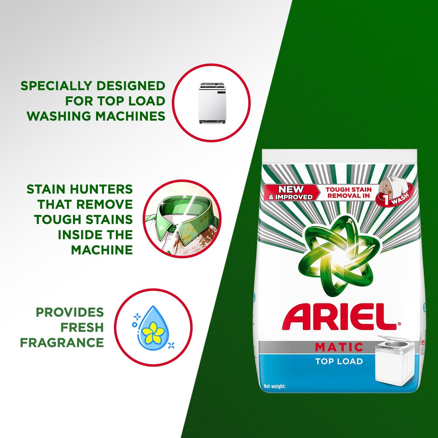 Ariel Matic Top Load Detergent Washing Powder - 5kg plus 3kg