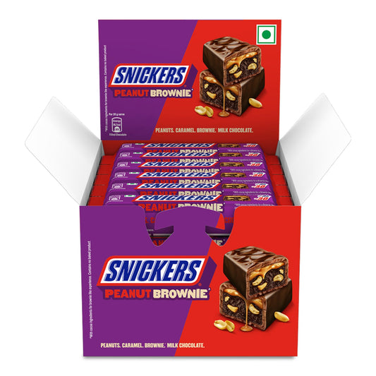 Snickers Peanut Brownie Chocolate Stick |Filled with Brownie, Peanuts & Caramel |Rich & Chewy Chocolate Bar 24g (Pack of 24) | 576gm