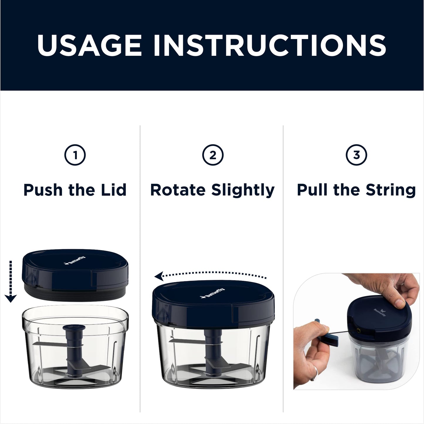 Butterfly Jet Elite 750-Watt Mixer Grinder with 3 Jars (Grey) & Butterfly Premium Plastic Vegetable Chopper 600 ml Blue