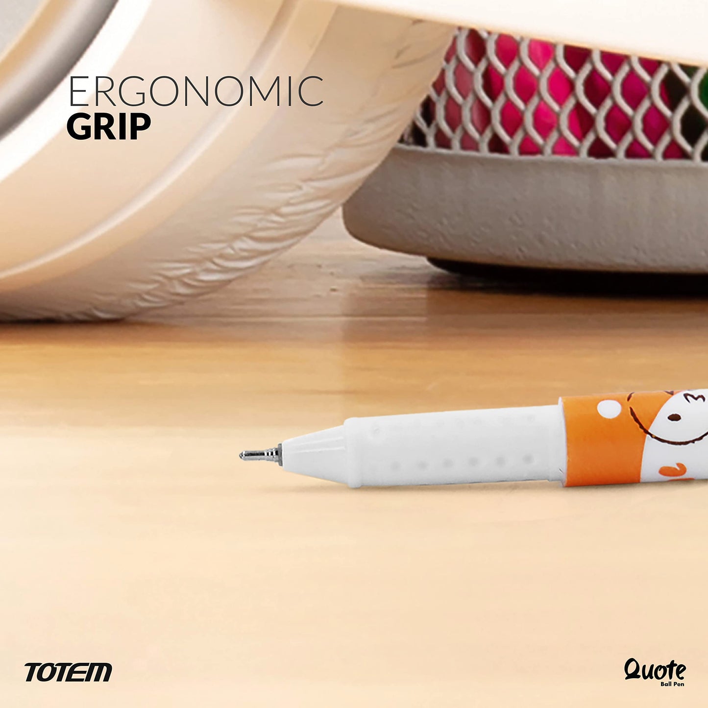 TOTEM Quote Ball Pens | 60 Blue Ink Pens | Scented Ink Pens | Cute Emoji Themed | 0.7 mm Tip | Comfortable & Smooth Writing | Ideal for School, Business & Office Use | Perfect for Kids Stationery