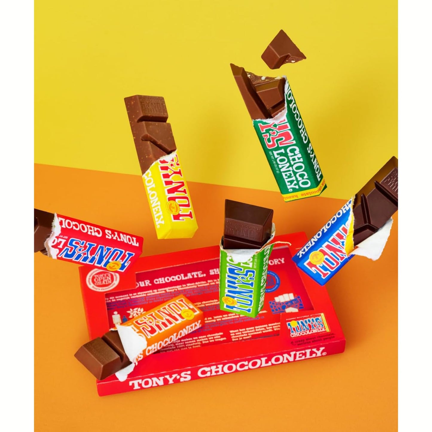 Tony's Milk Chocolate Milk Caramel Sea Salt, Sea Salt Dark Almond, Milk Chocolate, Almond Honey Nougat Pieces, Chocolate Bar, Combo 4x47g (Imported UK)