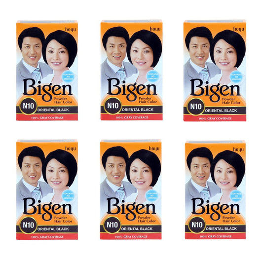 Bigen Powder Hair Color, Oriental Black N10 - Pack of 6 (Combo Set)