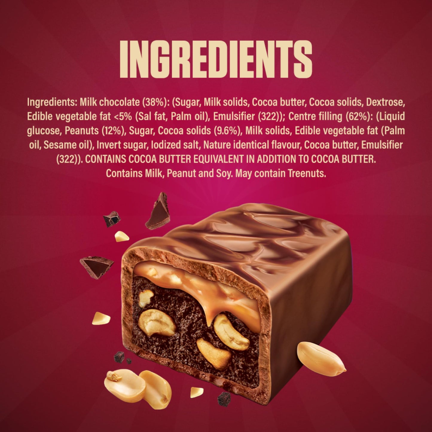 Snickers Peanut Brownie Chocolate Stick |Filled with Brownie, Peanuts & Caramel |Rich & Chewy Chocolate Bar 24g (Pack of 24) | 576gm