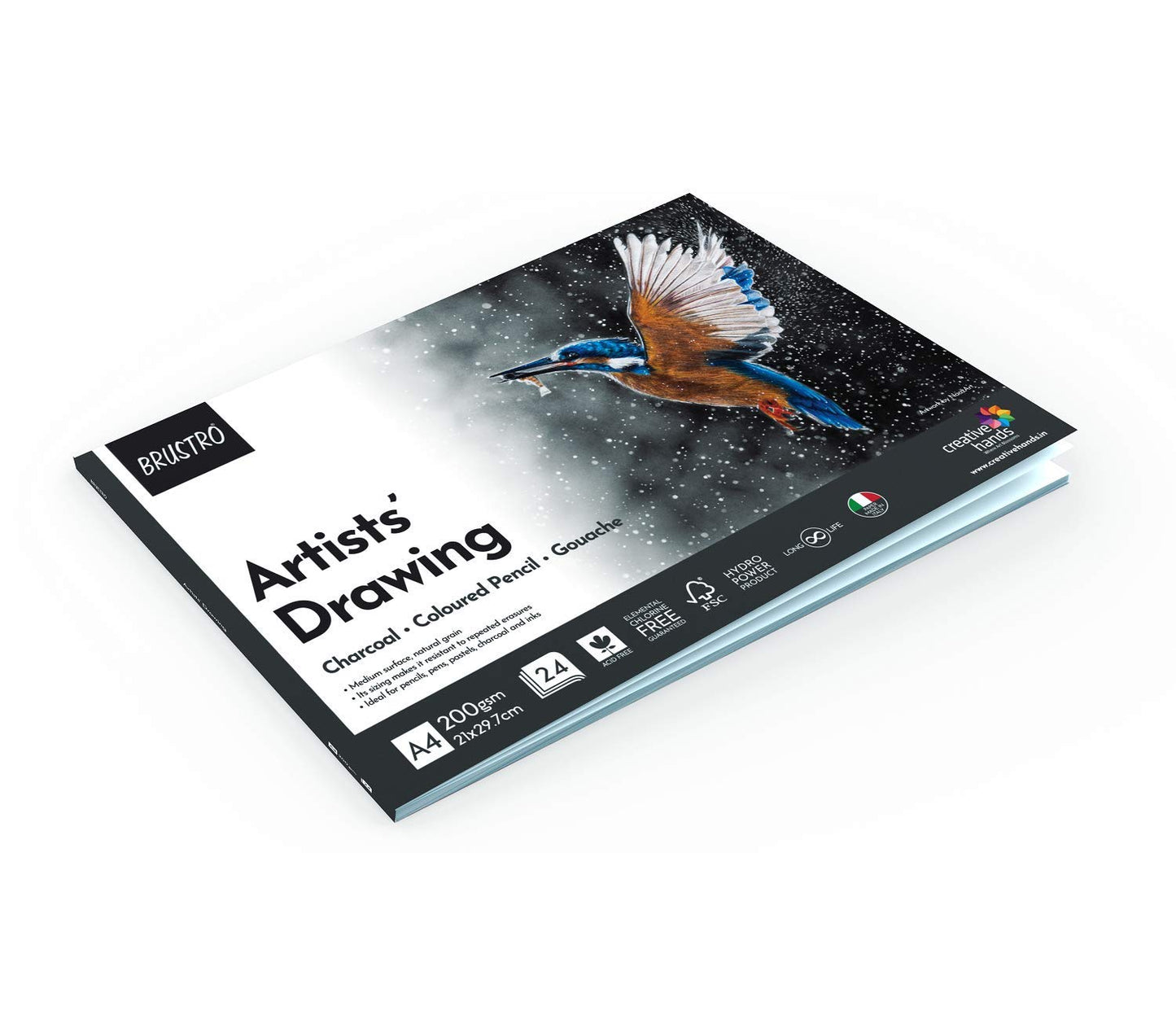 BRUSTRO Artist Drawing Glued Pad, 200 GSM, A4-24 Sheets