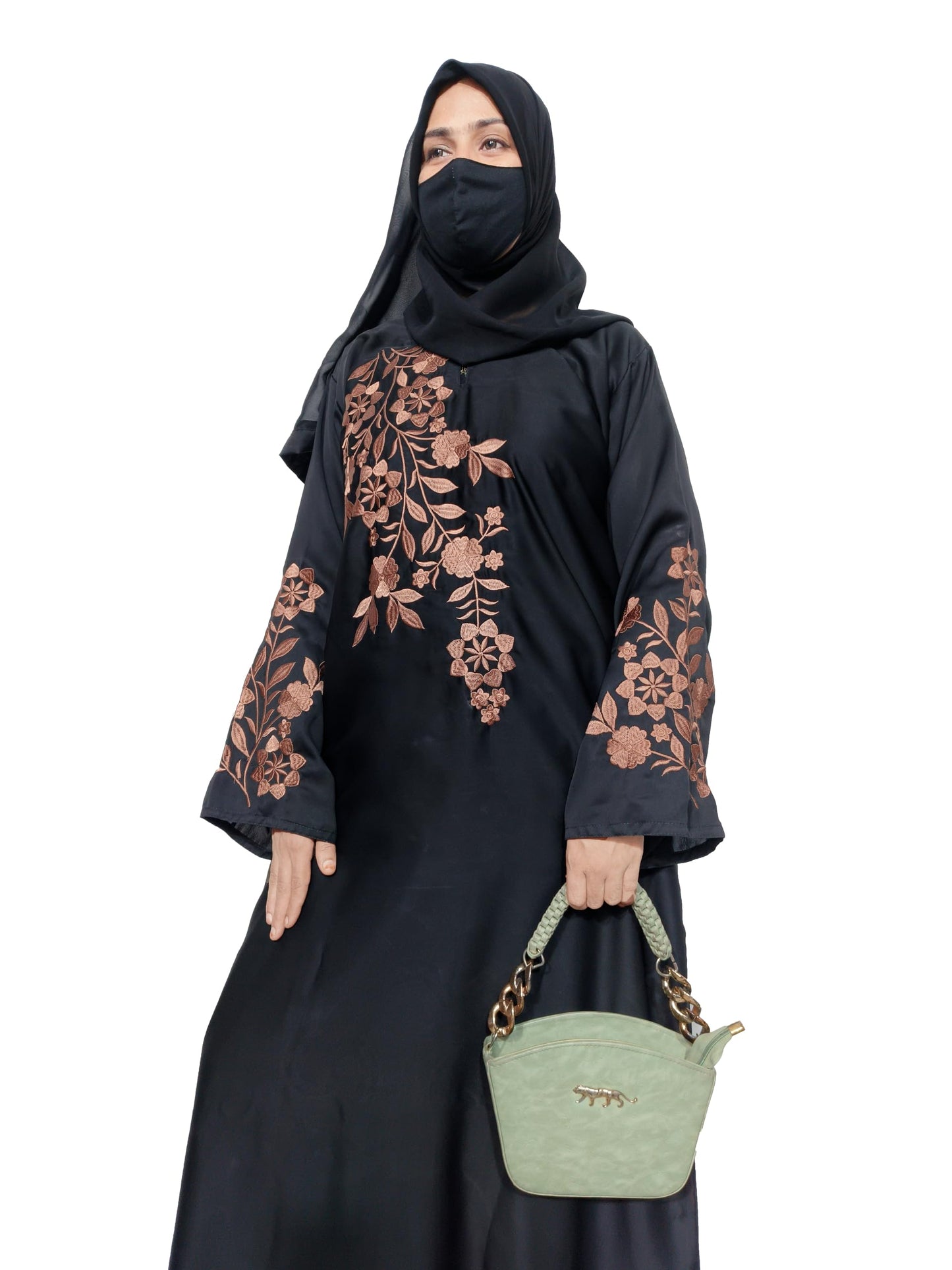 BURAQUE DESIGNER Nida Fabric Free Size Muslim Burqa/Abaya & Burkha Dress for Muslim Women and Girl's (E07-Large Copper-Burkha)