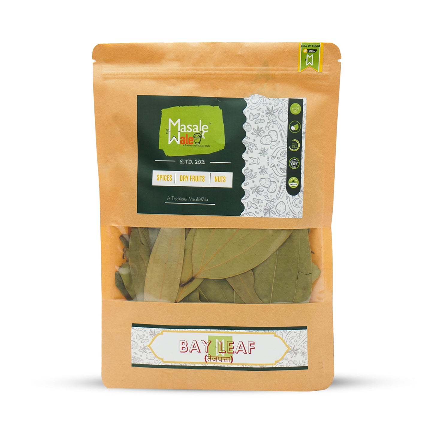 The Masalewale's Bay Leaf | Tejpaan/Tejpatta Whole | Authentic Tejpatta | 100% Natural | Fresh | Organic | Hand Picked | Grade A | Export Quality | Dried | Indian Spice And Herbs (100)