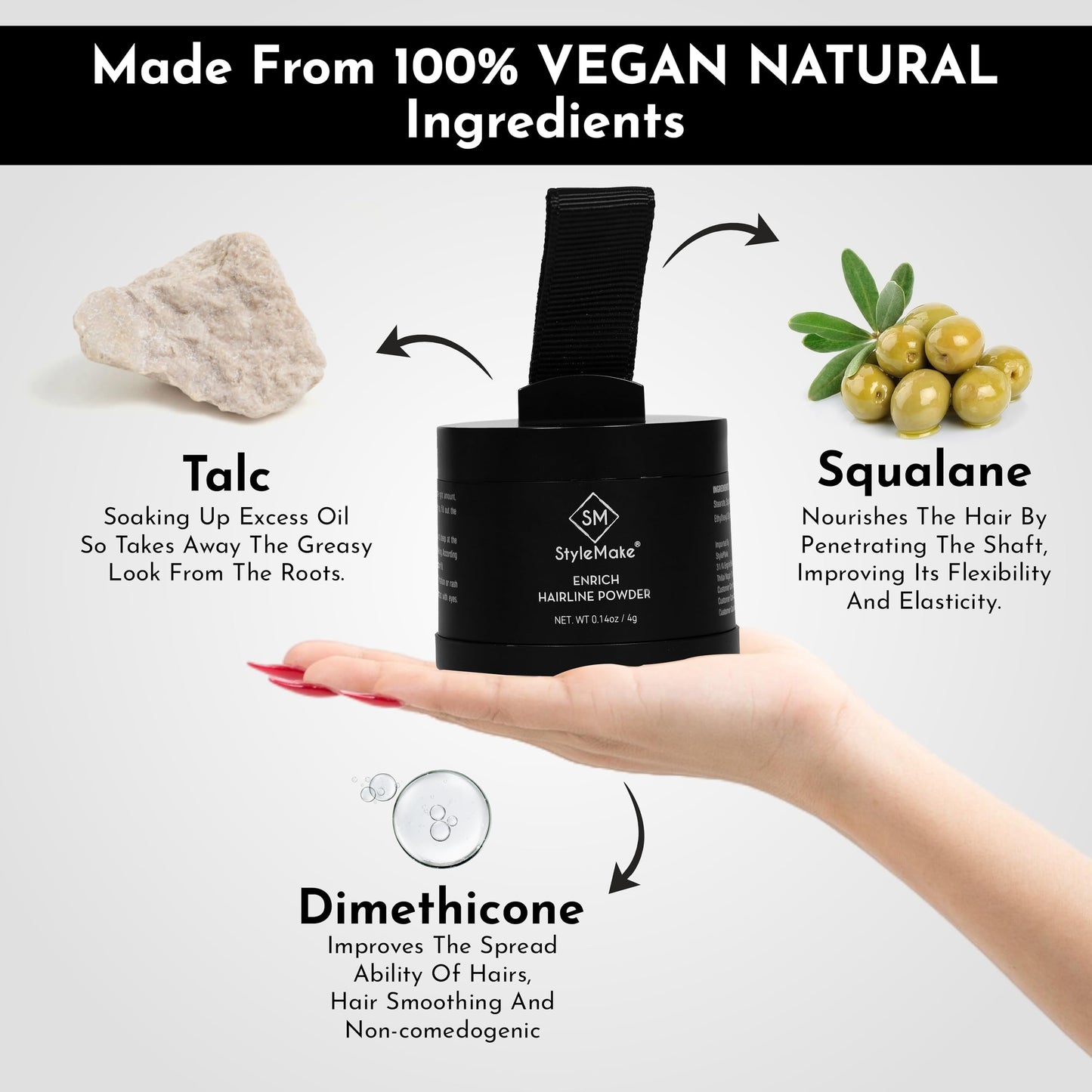 StyleMake Enrich Hairline Powder for Women & Men | Root Touch Up for Grey Hair | Hair Toppers | Hair Cover-Up Powder | Instantly Covers Hair Loss, Patches, and Grey Hair on Beard, (Dark Brown, 4 g)