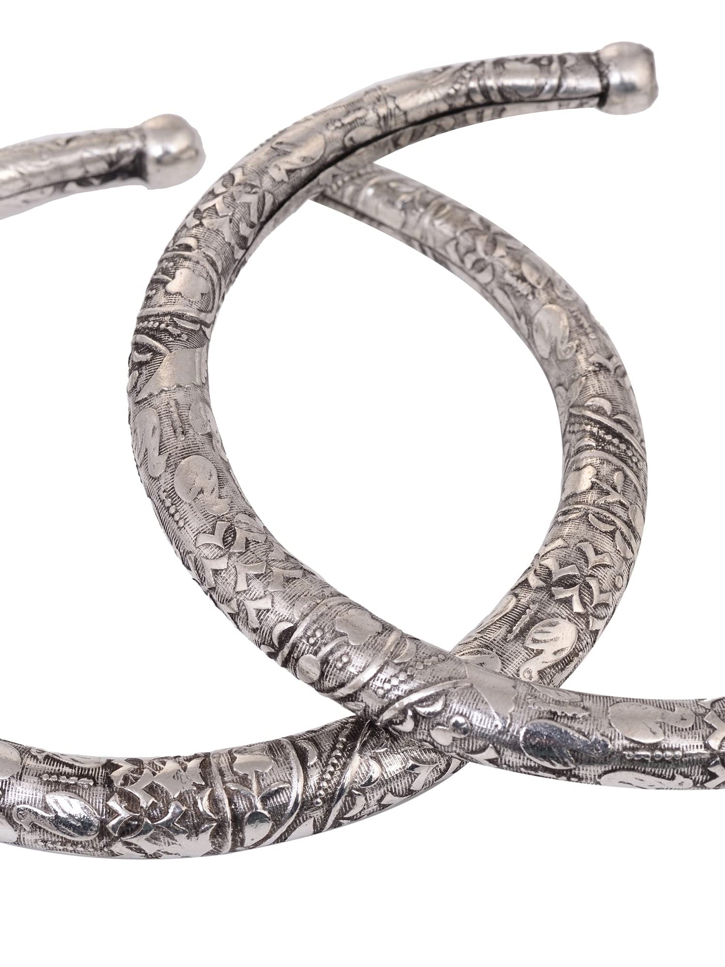 SARAF RS JEWELLERY Set Of 2 - Oxidized Anklet Kada for Women & Girls