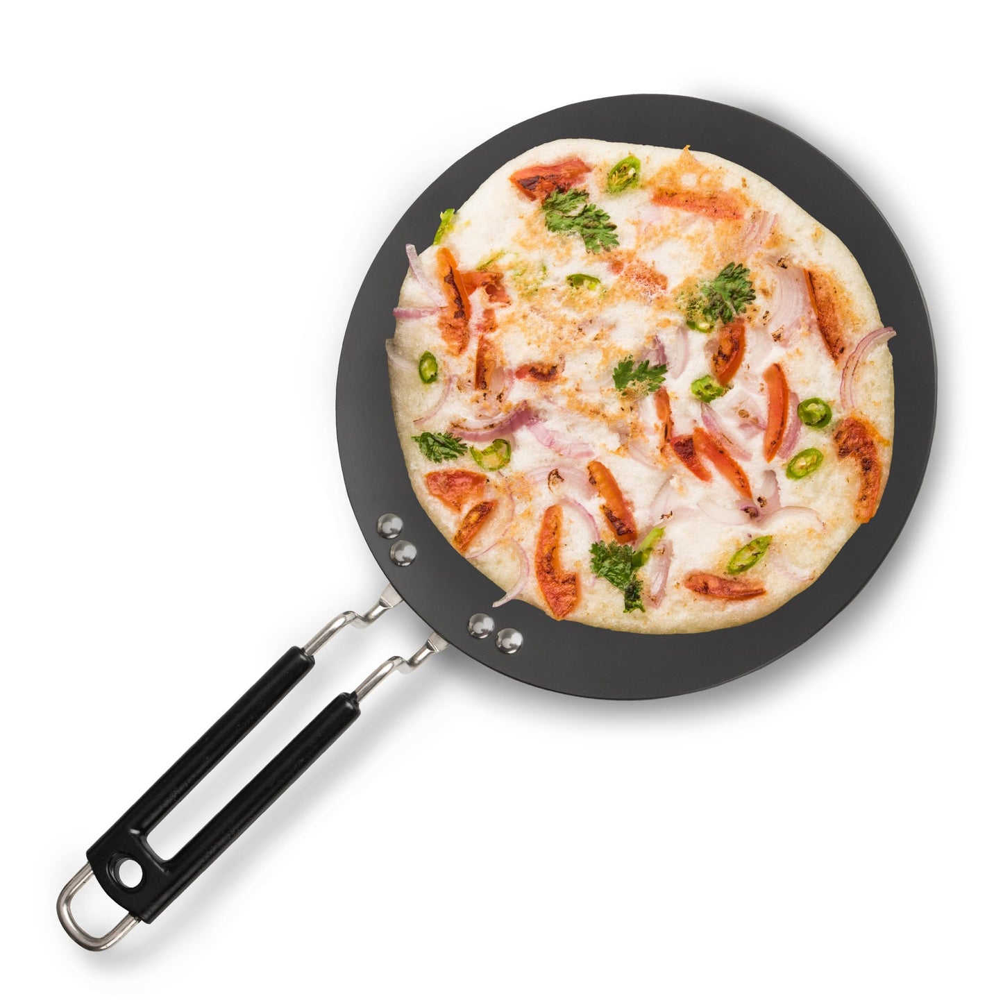 AGARO Elite Hard Anodised Tawa for Kitchen, 25 cm Diameter Tawa for Roti, Chapati, Paratha, Riveted Handle, 4 mm Thick Base for Uniform Heating, Gas Oven Compatible, Cooking, Cookware