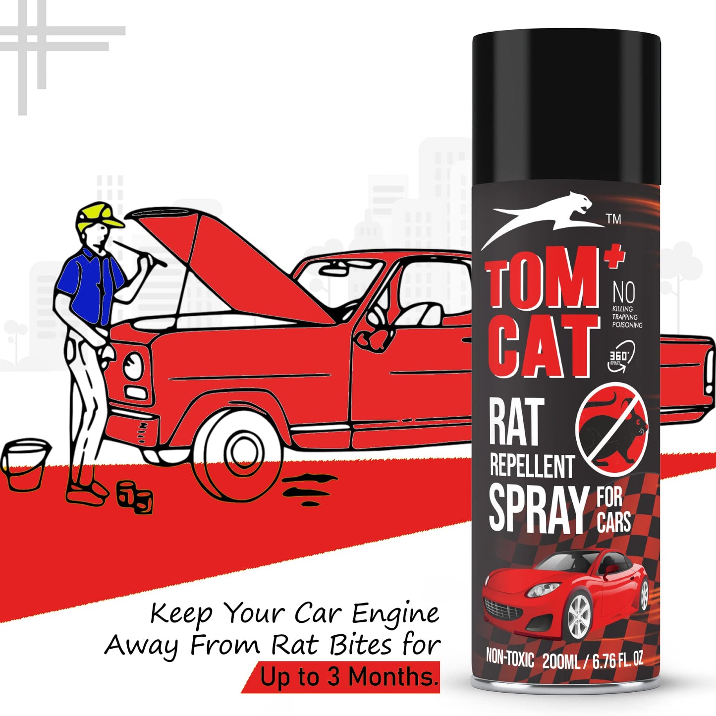 Shadow Securitronics Tom CAT No Entry Rat Repellent Spray for Cars Highly Effective with and Lasts 1 Year Leak Free Easy to Spray Nozzle 1st time in India (1)