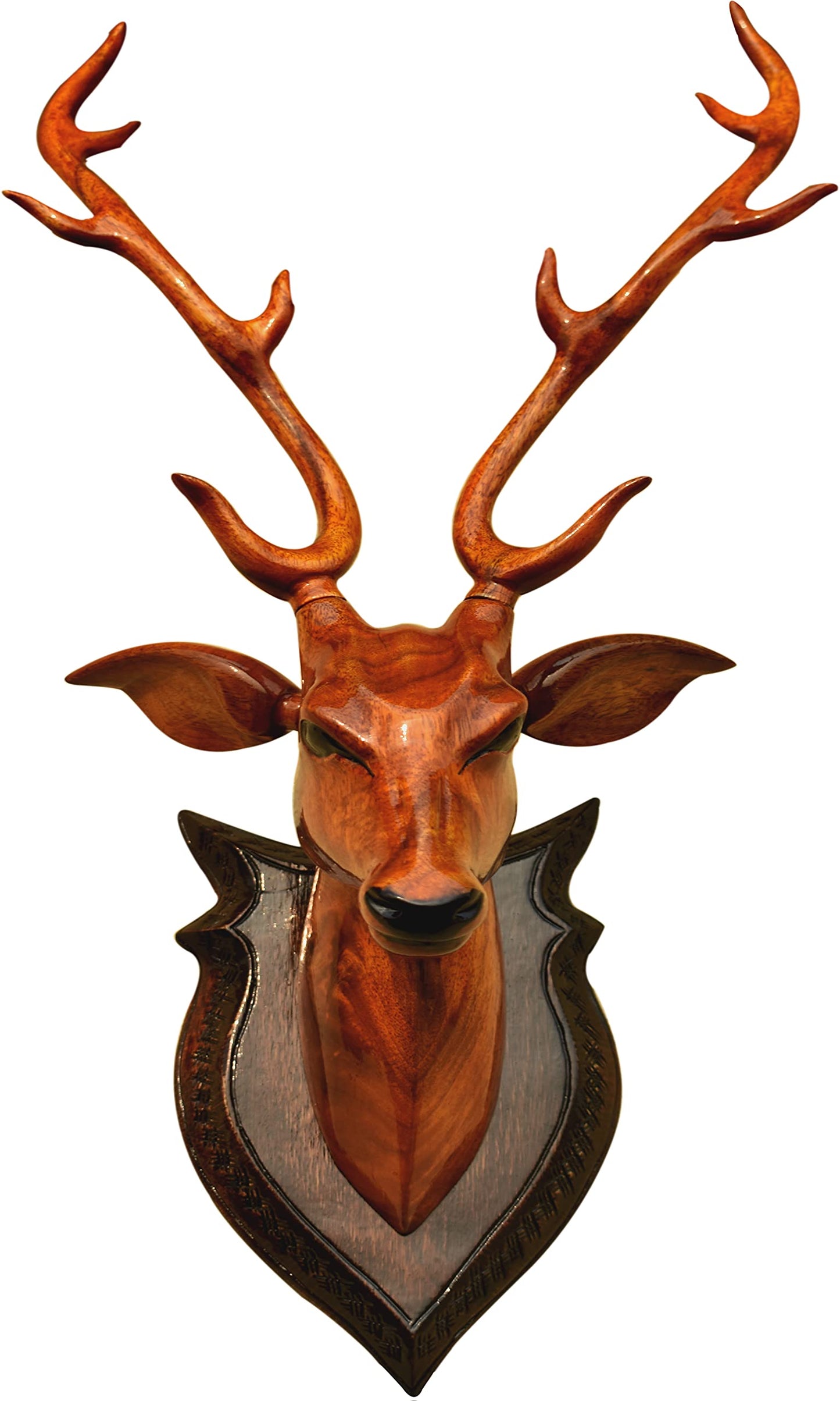 BK ART & CRAFTS Handicraft Wooden Deer Head with handicrafts Home Decor Showpiece Wall Decoration for Living Room, Bedroom and Office, Pack of 1