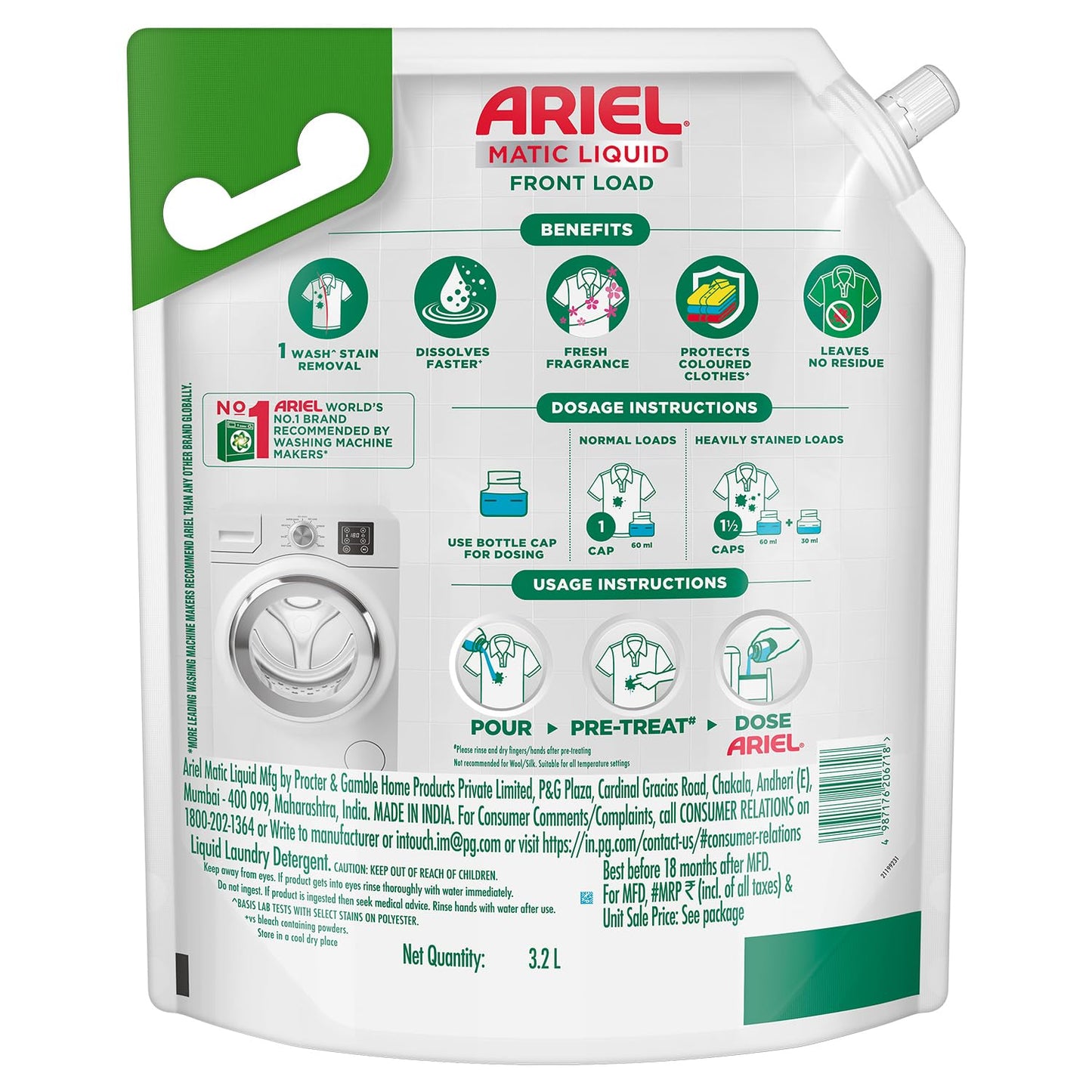 Ariel Front Load Matic Liquid Detergent 3.2Ltr
