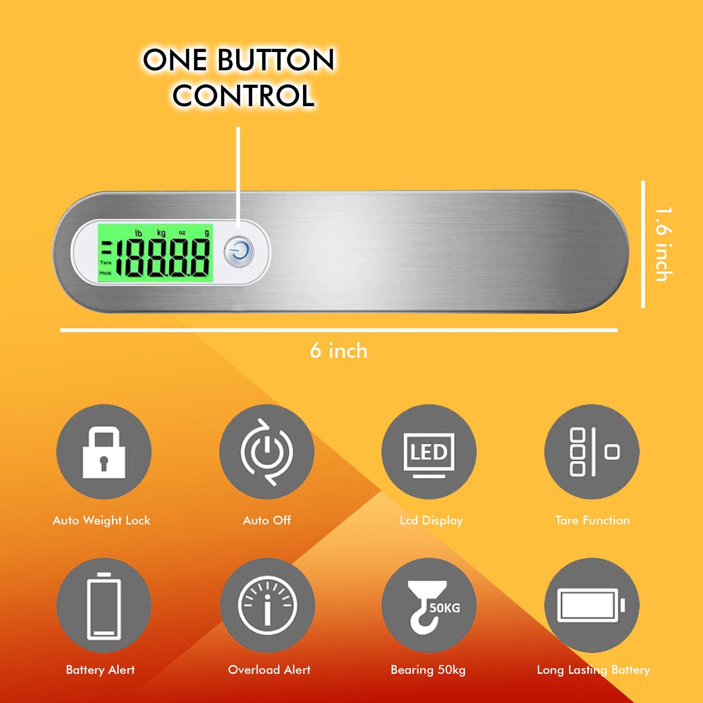 Billebon Weighing Scale for Luggage with LCD Display. 50kg Weighting Scale Limit Weighing Machine Suitable for Flights and Travel Bags