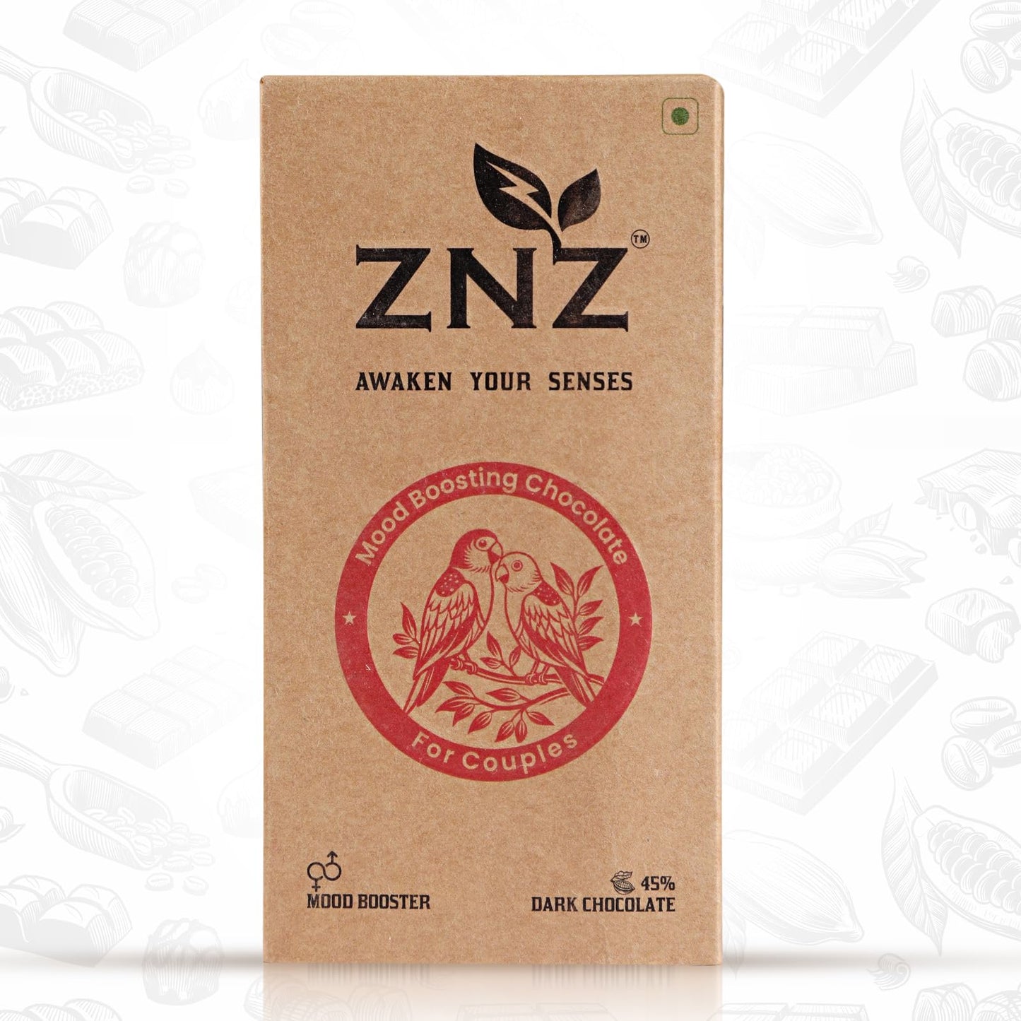 ZNZ Premium Dark Chocolate for Uplifting Mood & Wellness | Vegan & Gluten-Free Delight | Valentine's Gift for Men & Women | Ideal for Couples | Vegan and Guilt free Delight | 60g (Pack of 1)