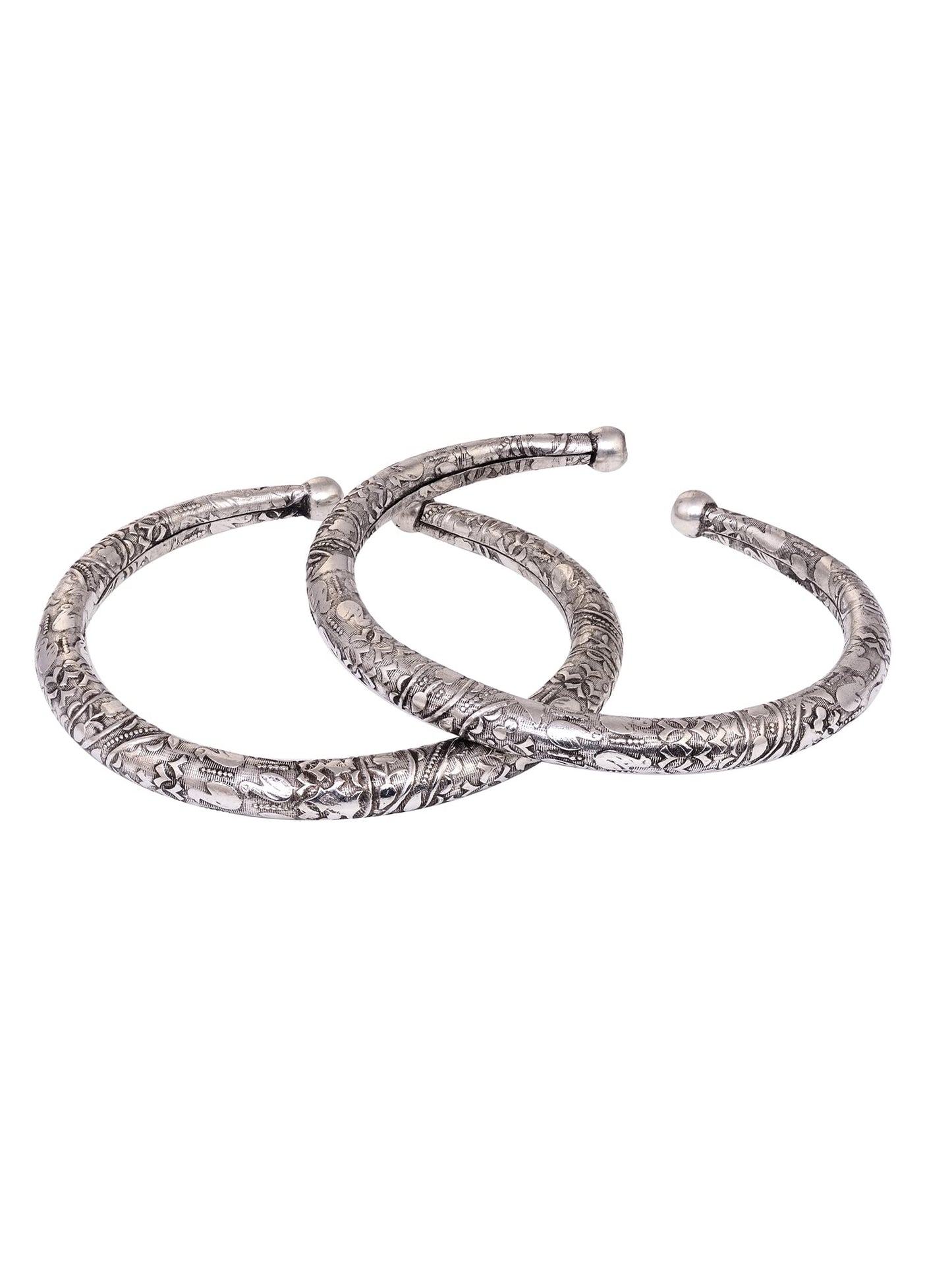 SARAF RS JEWELLERY Set Of 2 - Oxidized Anklet Kada for Women & Girls