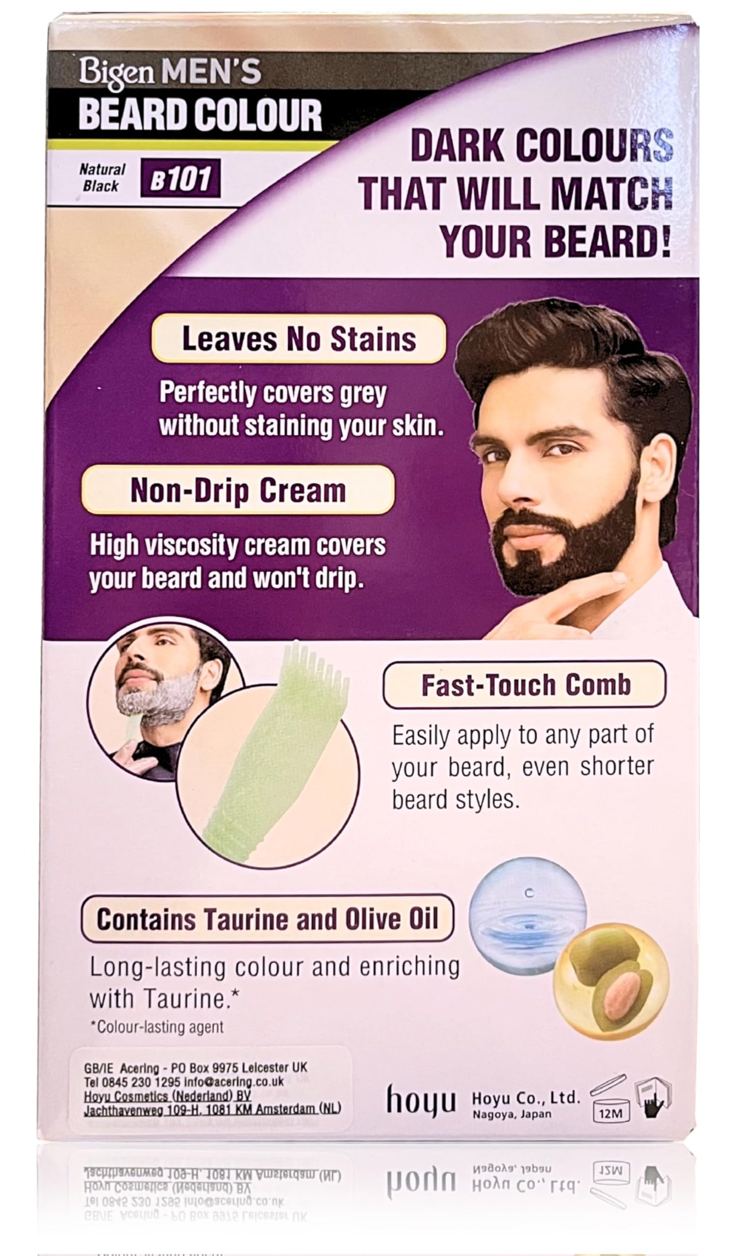 Bigen Men's Beard Color, 20g+20g - Natural Black B101