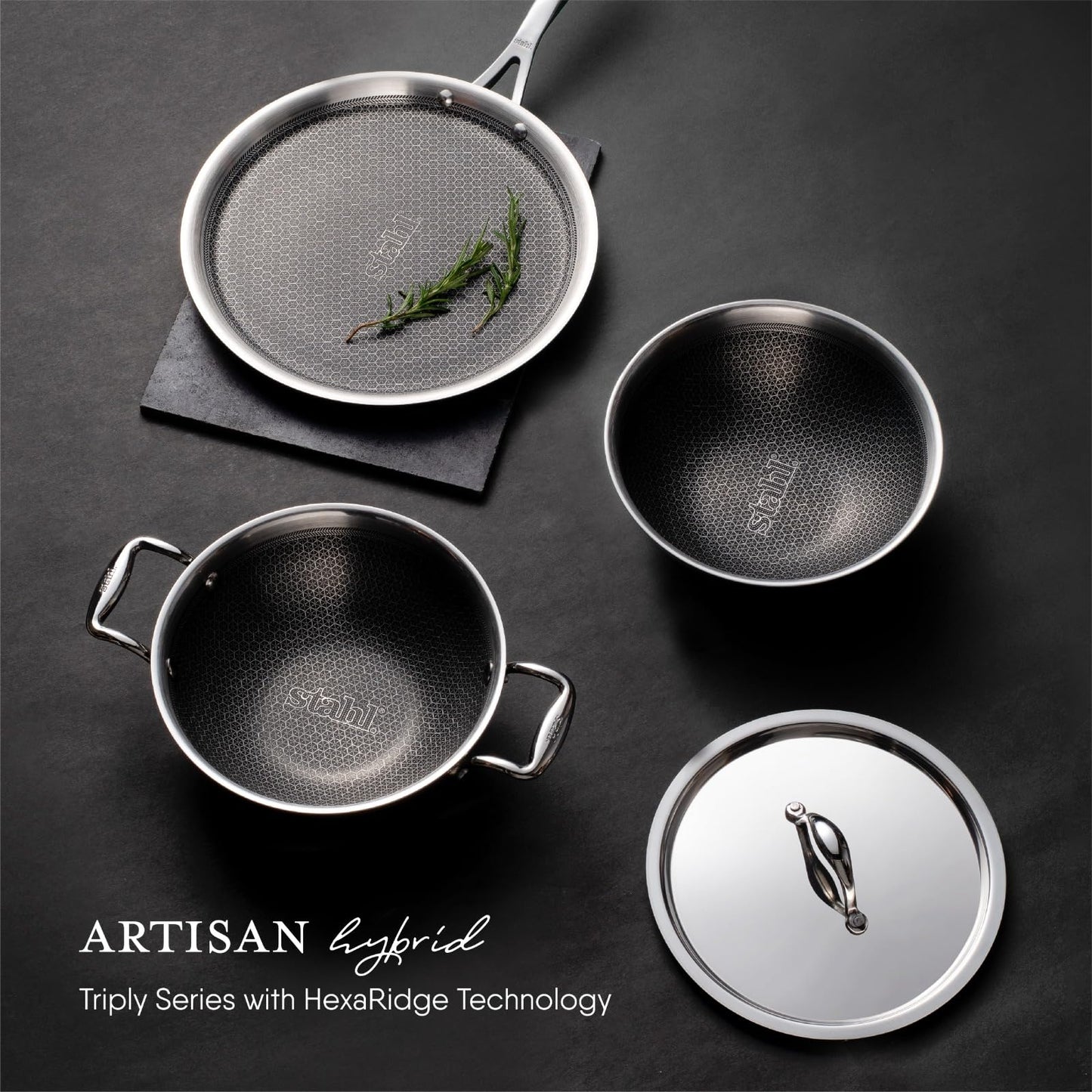 Stahl Artisan Hybrid Triply Roti Tawa, Tawa Induction Base, Non Stick Pan, Stainless Steel Scratch Resistant Roti Tava, 25 cm