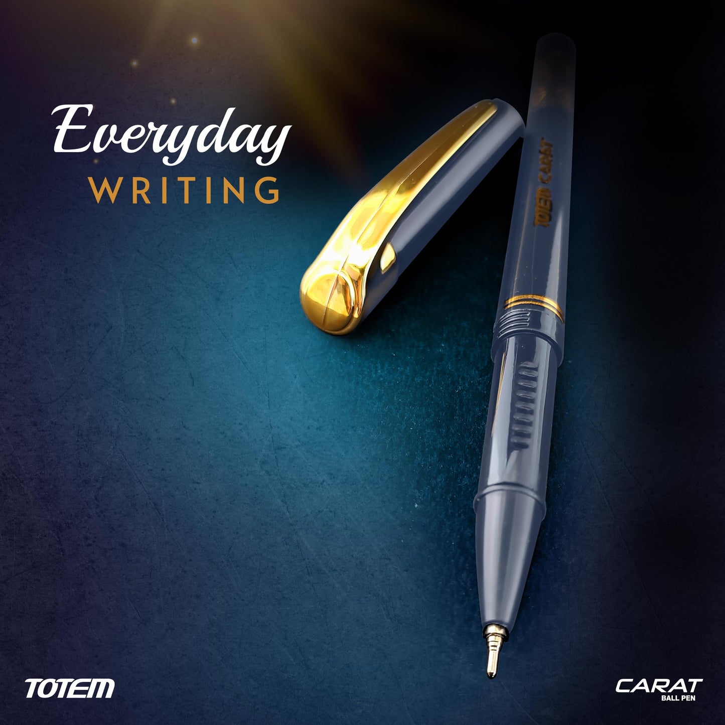 TOTEM Carat Tumbler | 50 Pens (42 Blue Ink & 8 Black Ink) | Elegant Body Design | Golden Clip | 0.7 mm Tip | Pens for Writing | Ideal for Students and Exams Use | Smooth Ink Flow | Office Stationary