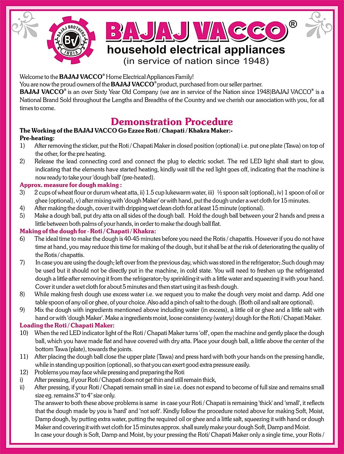 BAJAJ VACCO New Go-Ezzee Chapati/Roti/Khakhra Maker, Mc-02 - Marble (Spatter) Nonstick Coating Wattage 900 Watts, Stainless Steel
